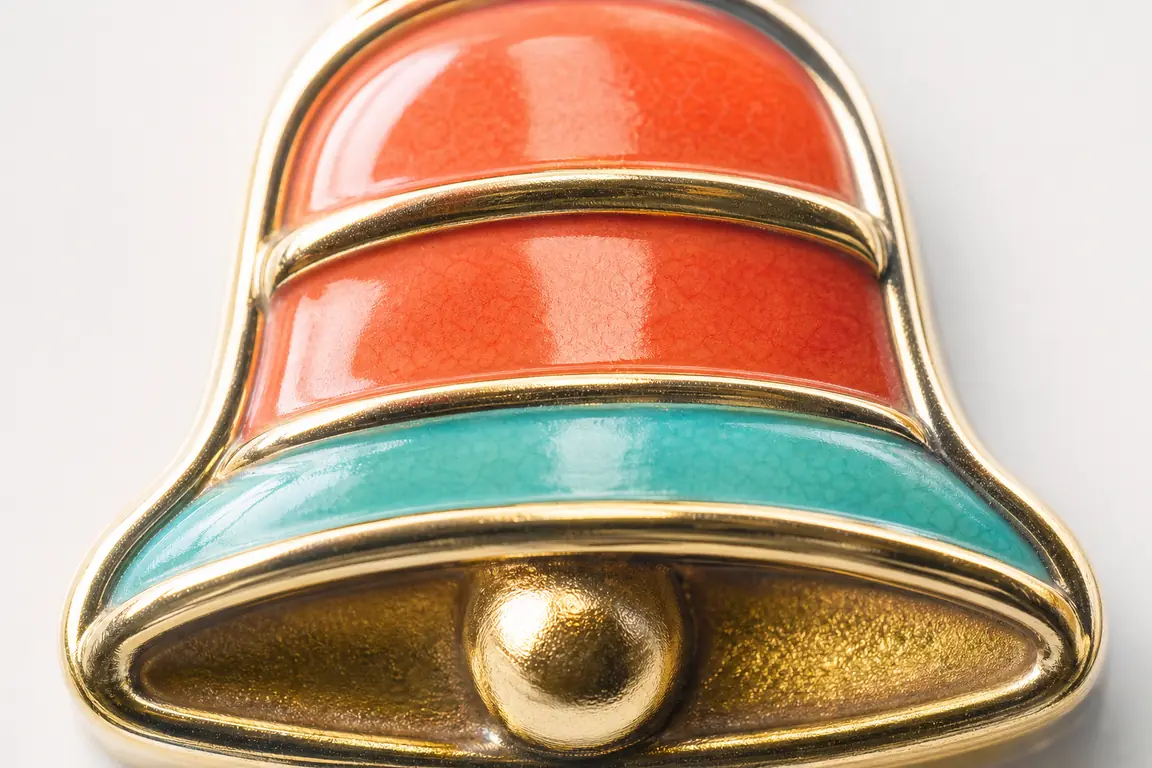 A single slot machine symbol in extreme macro, enamel and metal, filling the frame.